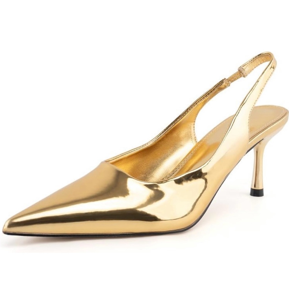 Gold Slingback Heels